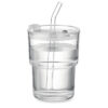 Glasbecher mit Trinkhalm 400ml